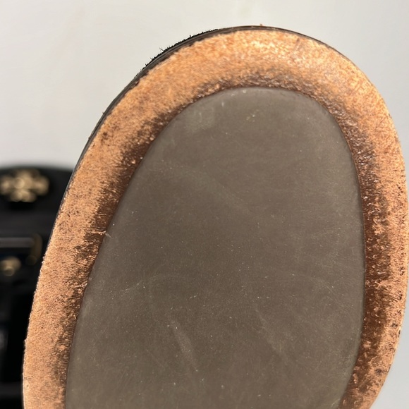 Tory Burch Boots Black Leather Suede Mid Calf Side Zip Logo Women’s Size 8.5 - Picture 9 of 16